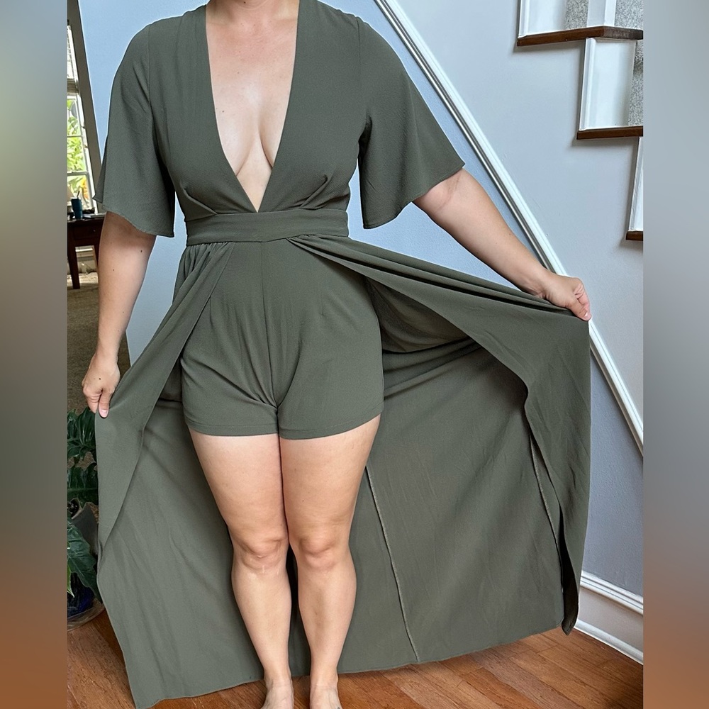 Tobi olive green high low dress - Picture 5 of 10